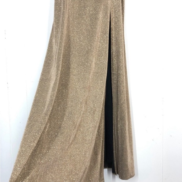 Lulus Metallic Gold Glitter Mermaid Maxi Dress Searching For You LMZ102 Size XL - Picture 5 of 8